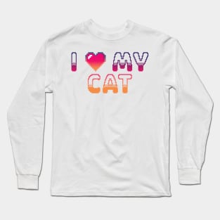 I Heart My Cat Classic Video Game Graphic Vibrant Gradient Long Sleeve T-Shirt